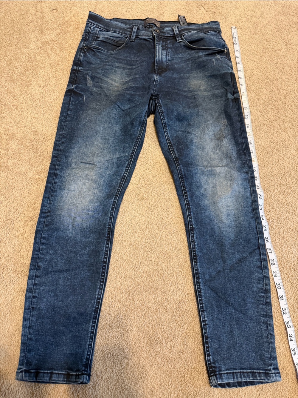 Zara Men's Slim Dark Blue Washed Skinny Jeans